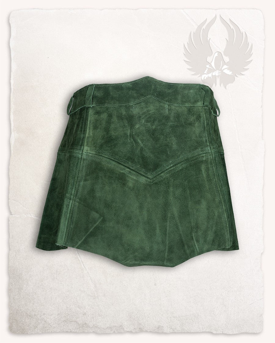 Falda medieval en piel de ante modelo Nuala, color verde