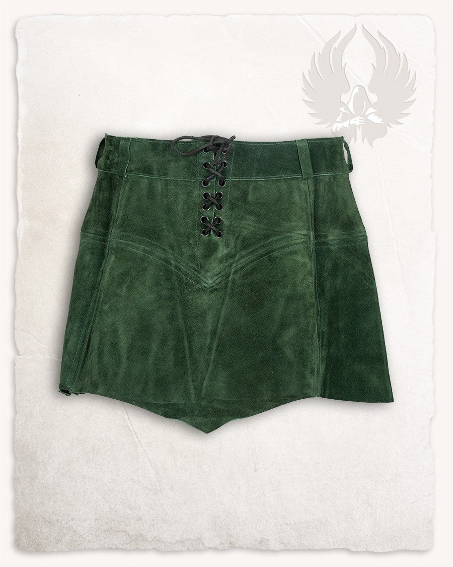 Falda medieval en piel de ante modelo Nuala, color verde