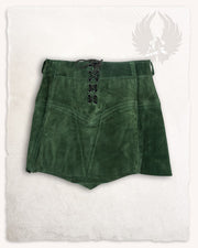 Falda medieval en piel de ante modelo Nuala, color verde