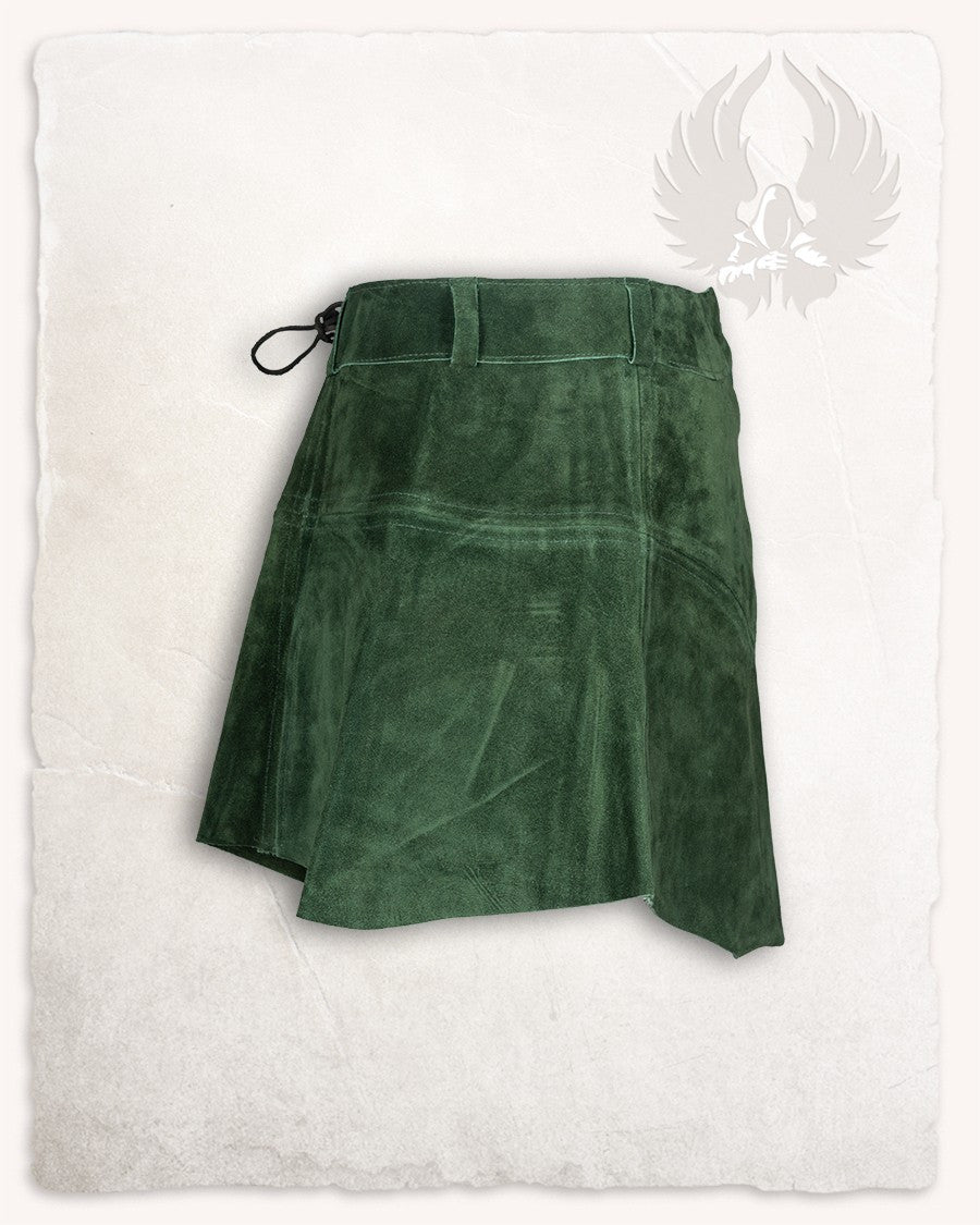 Falda medieval en piel de ante modelo Nuala, color verde