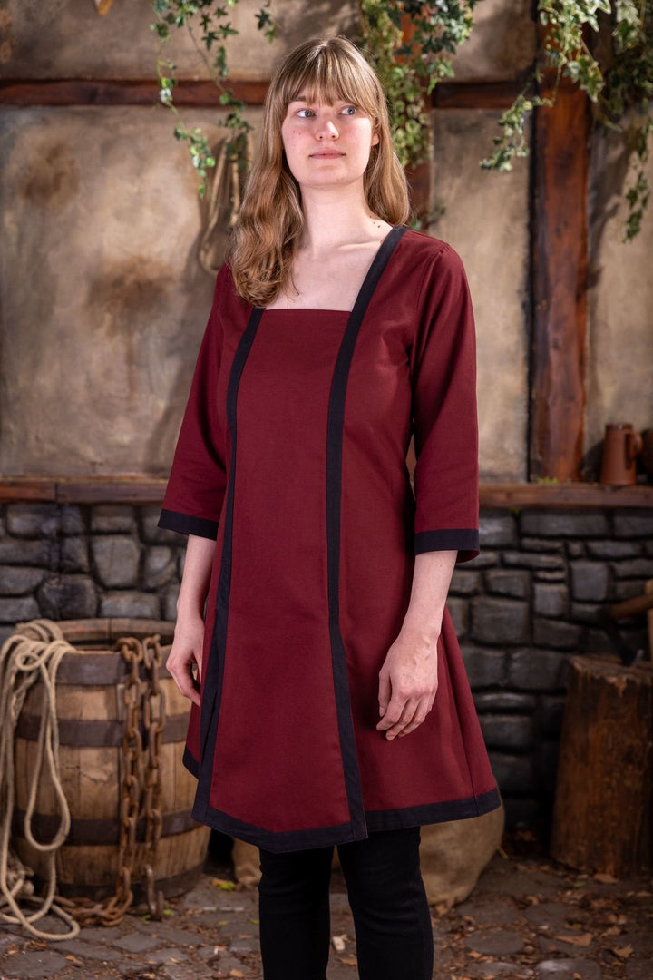 Vestido medieval de guerrera Dungeons and Dragons, burdeos-negro