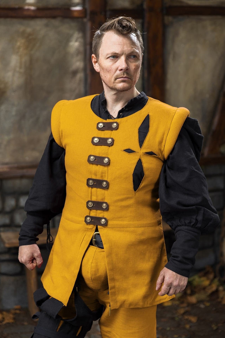 Chaqueta acolchada Warhammer Armoury Larp, color amarillo