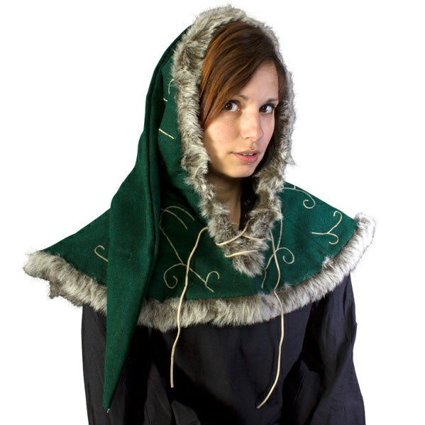 Capucha medieval verde cordones