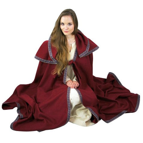 Capa medieval de lana con capucha