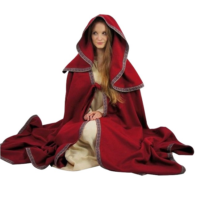 Capa medieval de lana con capucha
