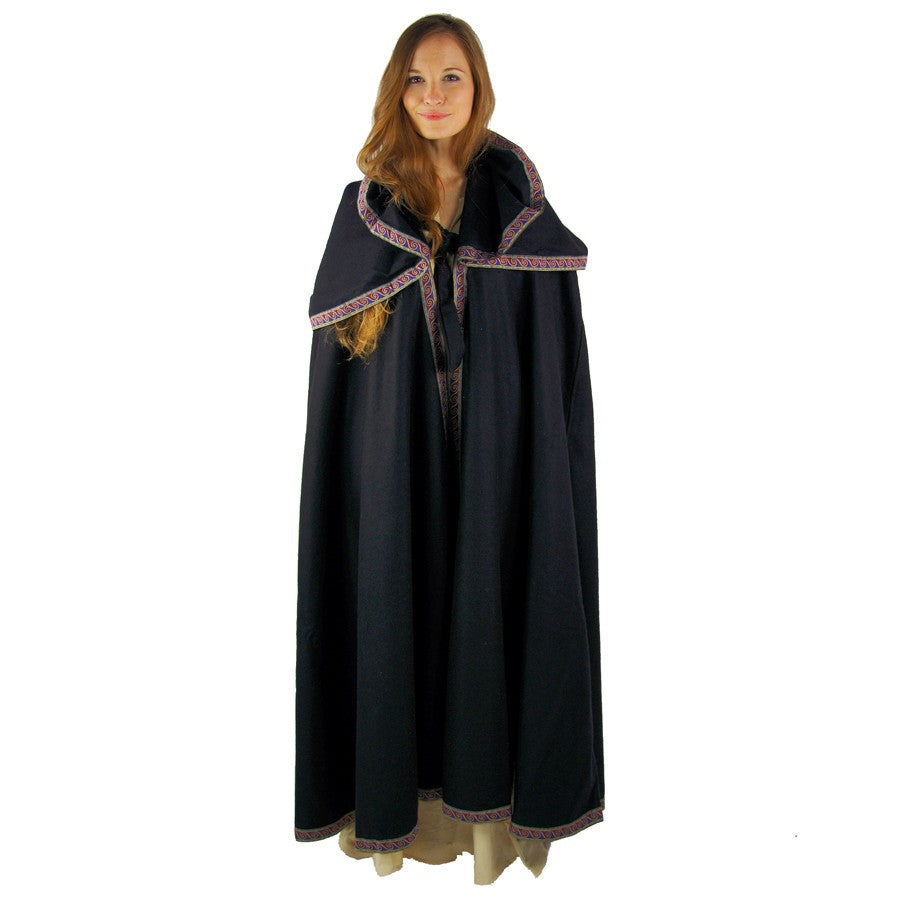 Capa medieval de lana con capucha