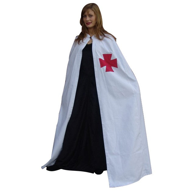 Capa templaria blanca con cruz roja