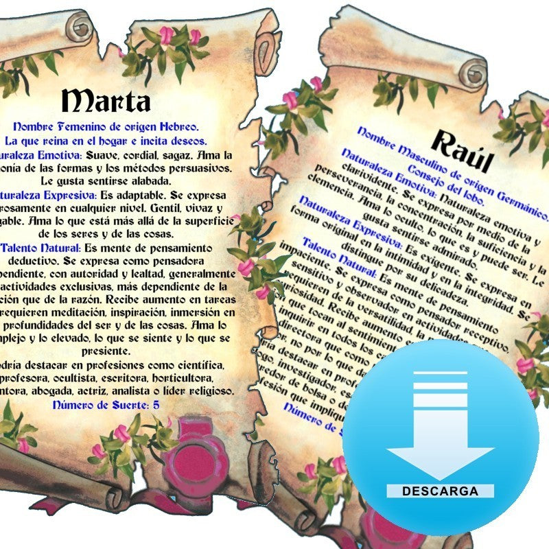 Pergamino Virtual con 1 nombre