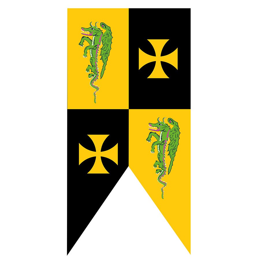 Estandarte medieval cruces templarias con dragones