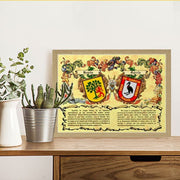 Cuadro escudos heráldicos 2 apellidos (30x40 cms.)