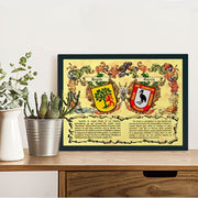 Cuadro escudos heráldicos 2 apellidos (30x40 cms.)
