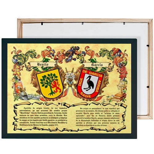 Cuadro escudos heráldicos 2 apellidos (30x40 cms.)