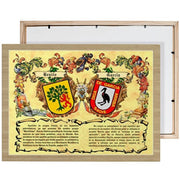 Cuadro escudos heráldicos 2 apellidos (30x40 cms.)