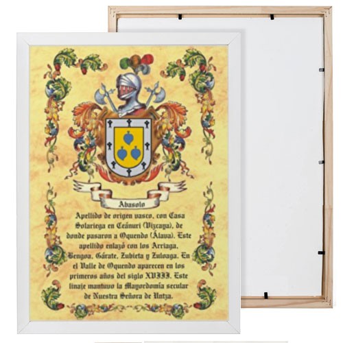 Cuadro escudos heráldicos 1 apellido (30x40 cms.)
