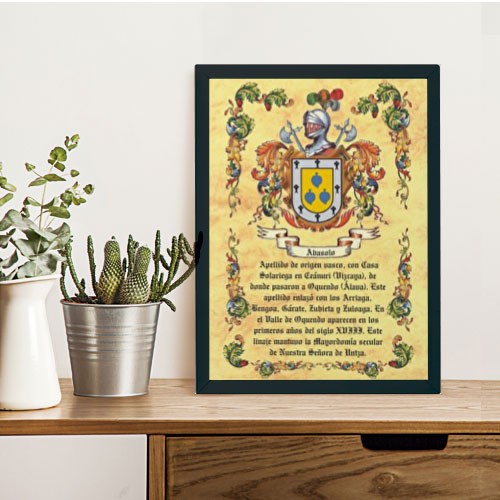 Cuadro escudos heráldicos 1 apellido (30x40 cms.)
