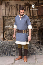 Túnica Medieval Aegir Azul-Gris manga corta