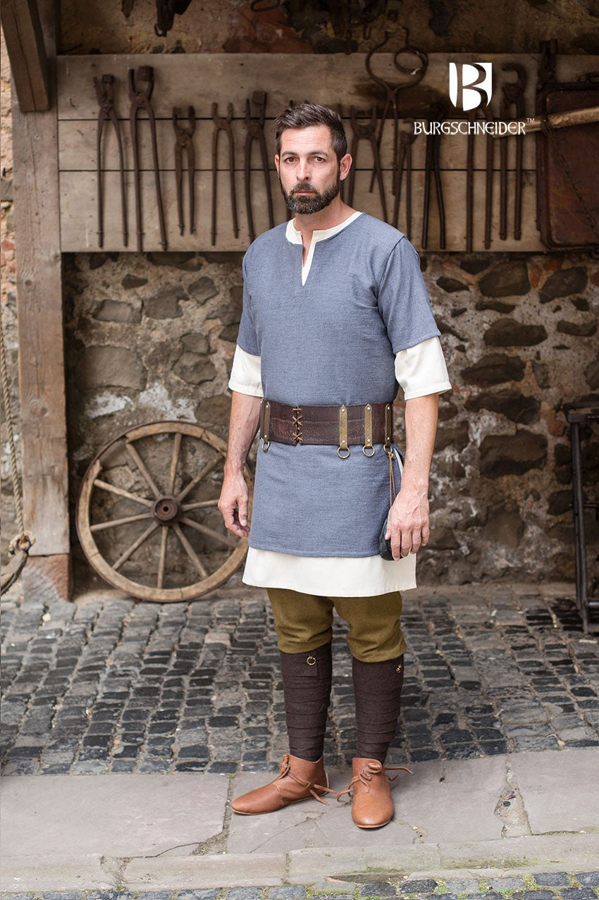 Túnica Medieval Aegir Azul-Gris manga corta