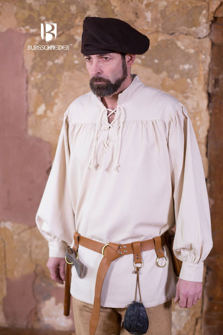 Camisa medieval lazos Störtebecker, crema