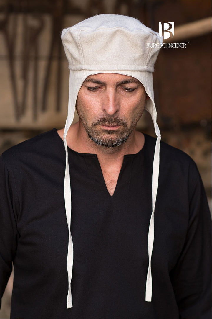 Gorro medieval Hugo, blanco crudo