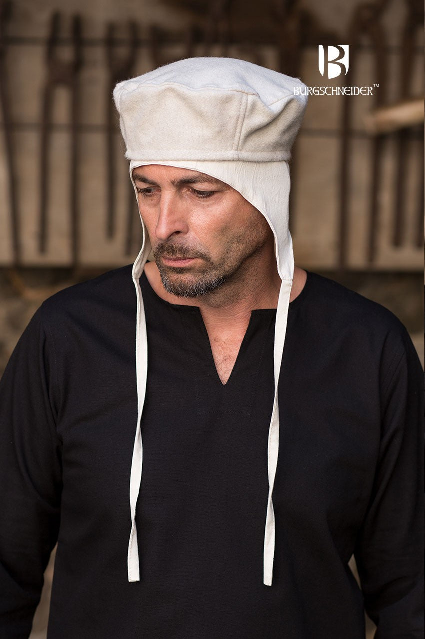 Gorro medieval Hugo, blanco crudo