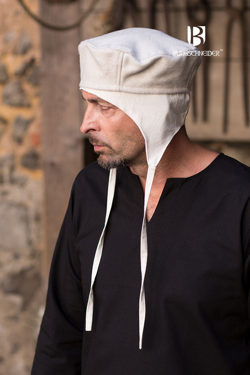 Gorro medieval Hugo, blanco crudo