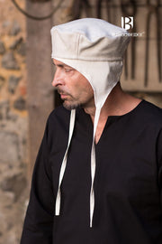 Gorro medieval Hugo, blanco crudo