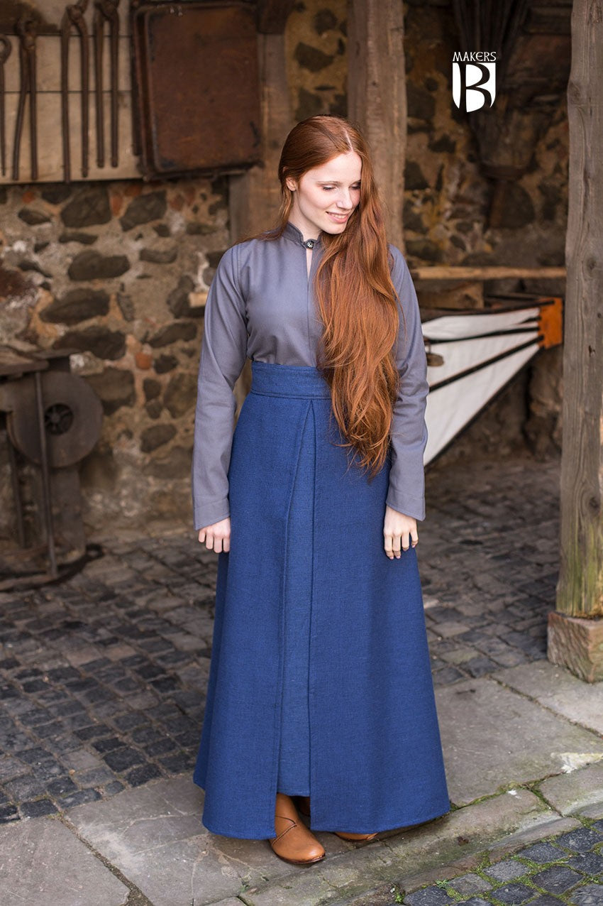 Falda medieval Mera, algodón azul