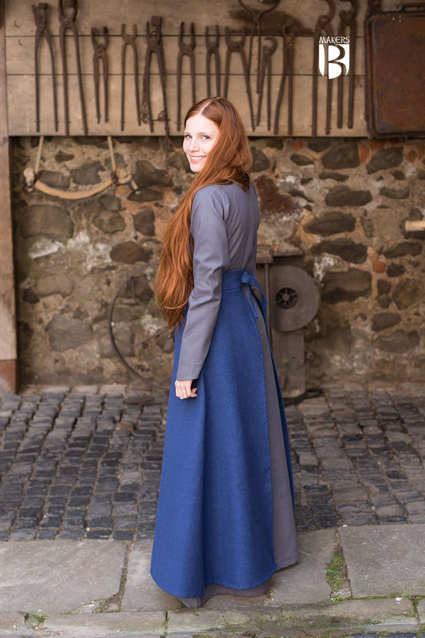 Falda medieval Mera, algodón azul