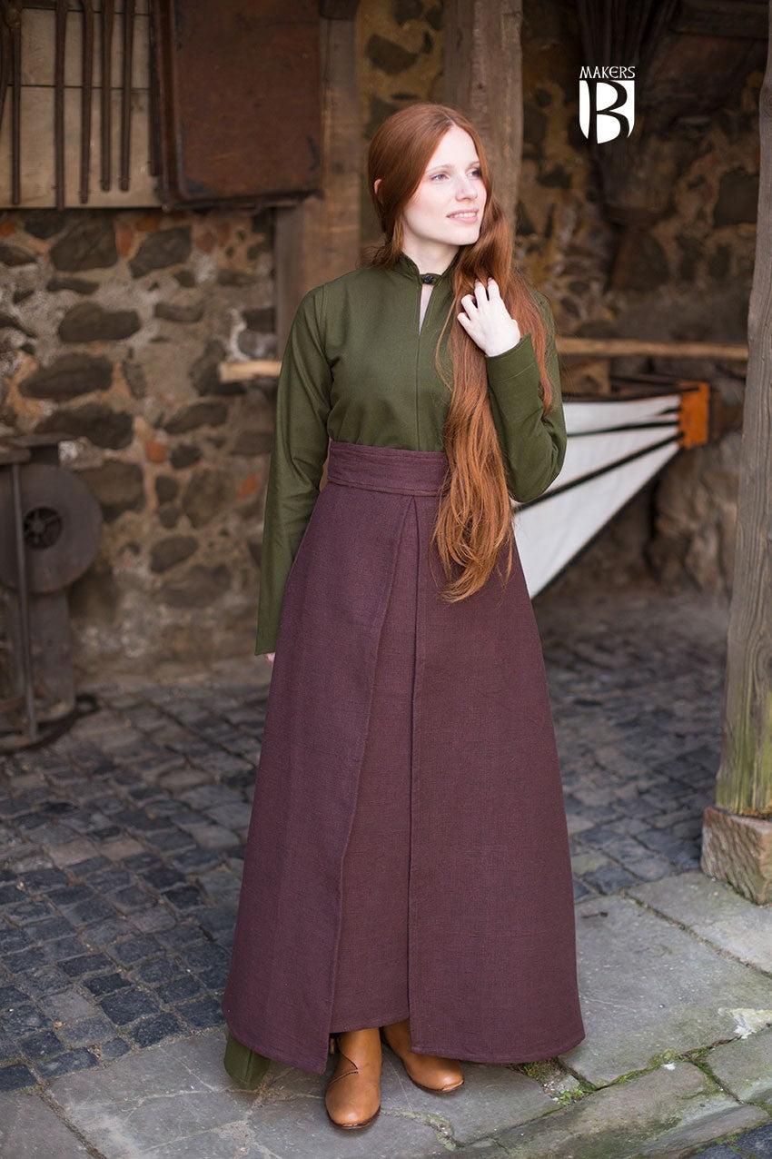 Falda medieval Mera, algodón marrón