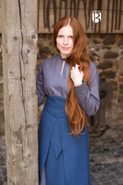 Falda medieval Tharya, algodón azul