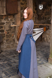 Falda medieval Tharya, algodón azul