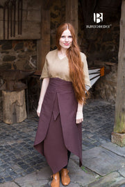 Falda medieval Tharya, algodón marrón