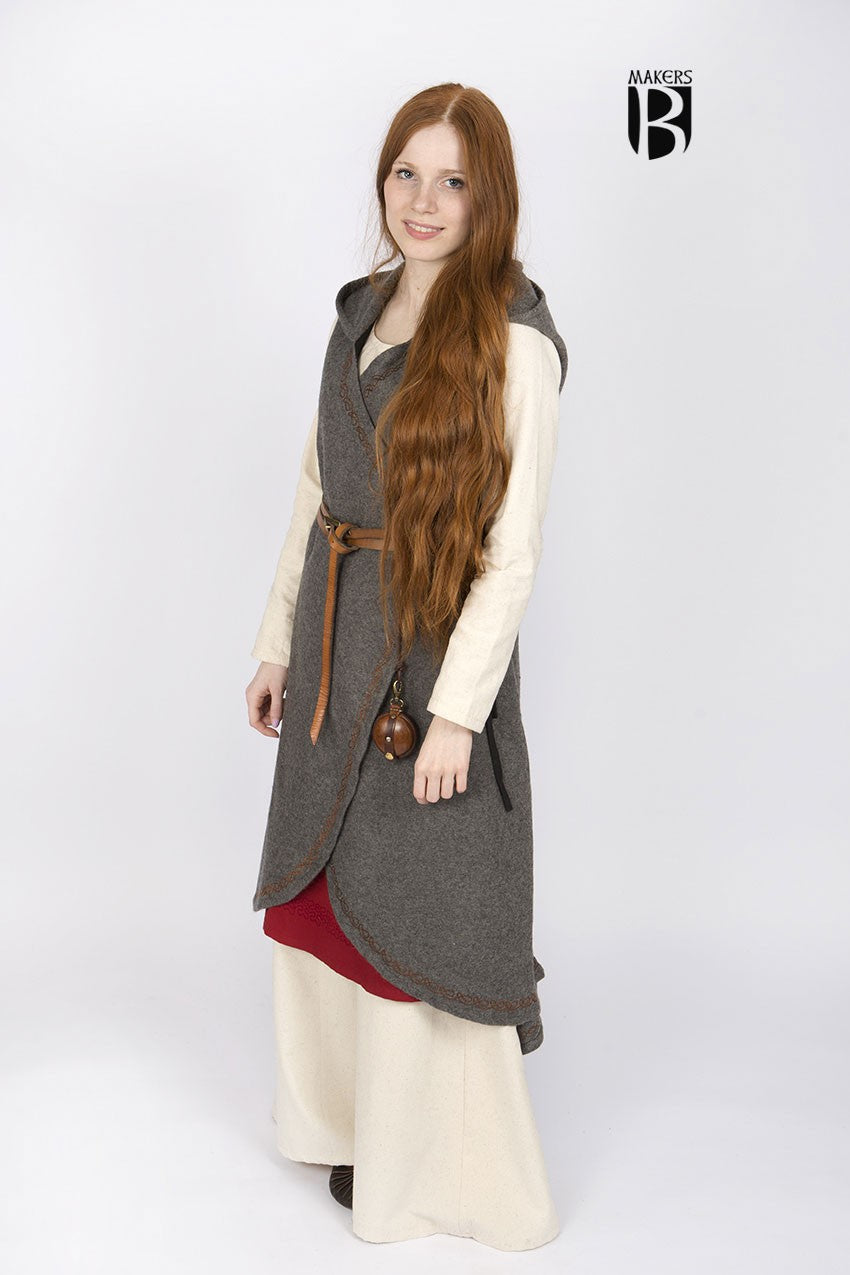 Brial medieval Myrana, lana gris