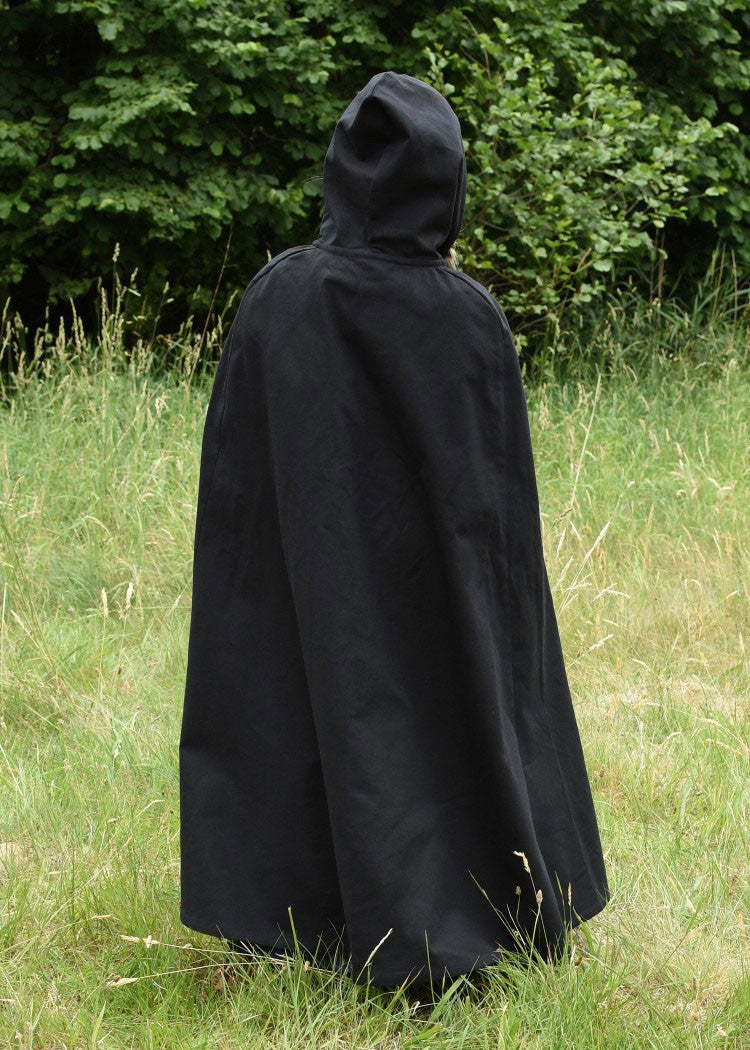 Capa medieval para niños, negra