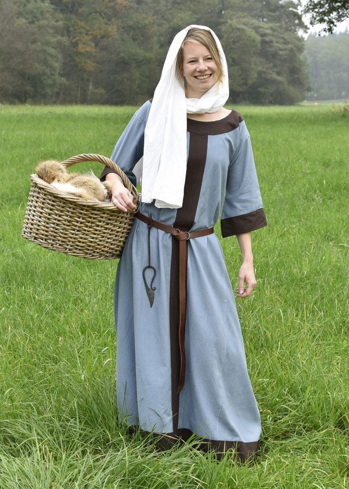 Vestido medieval Gudrun, gris-marrón