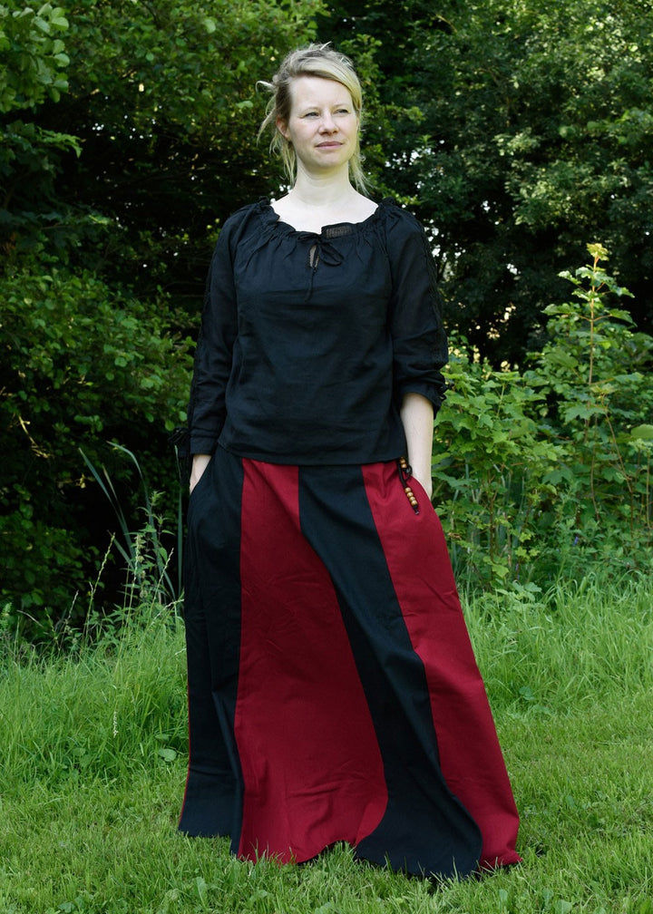 Falda medieval larga rojo-negro