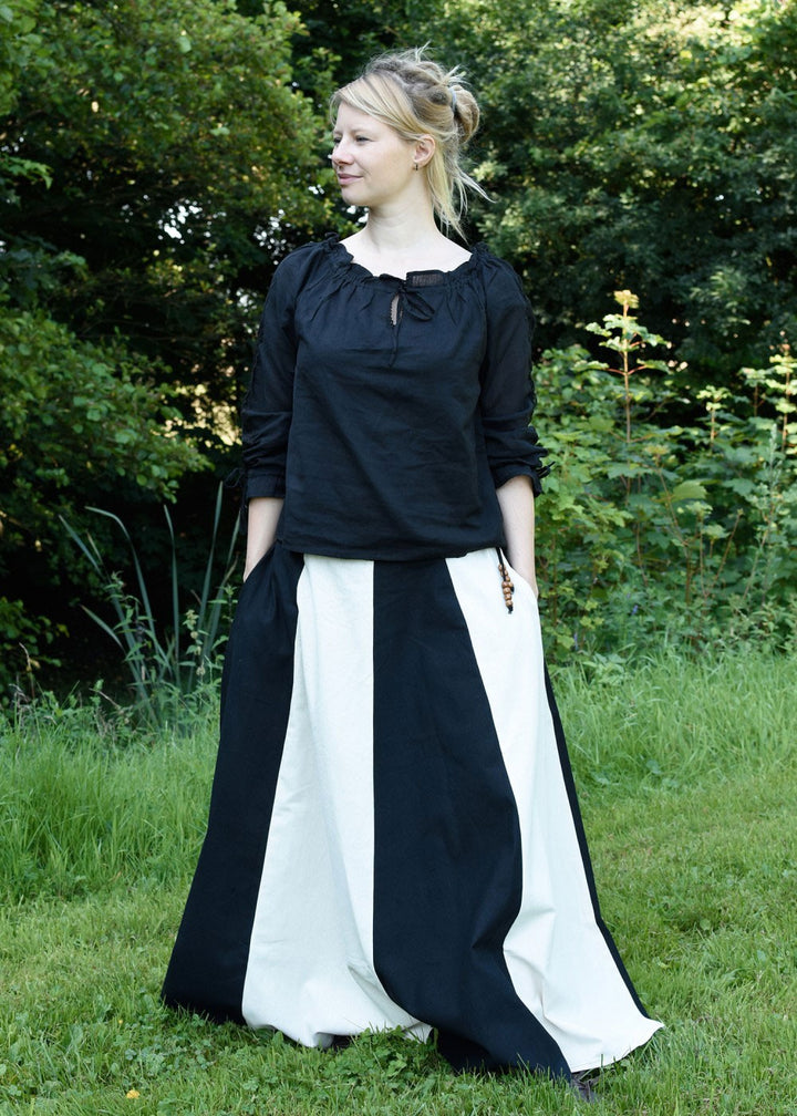 Falda medieval larga blanco-negro