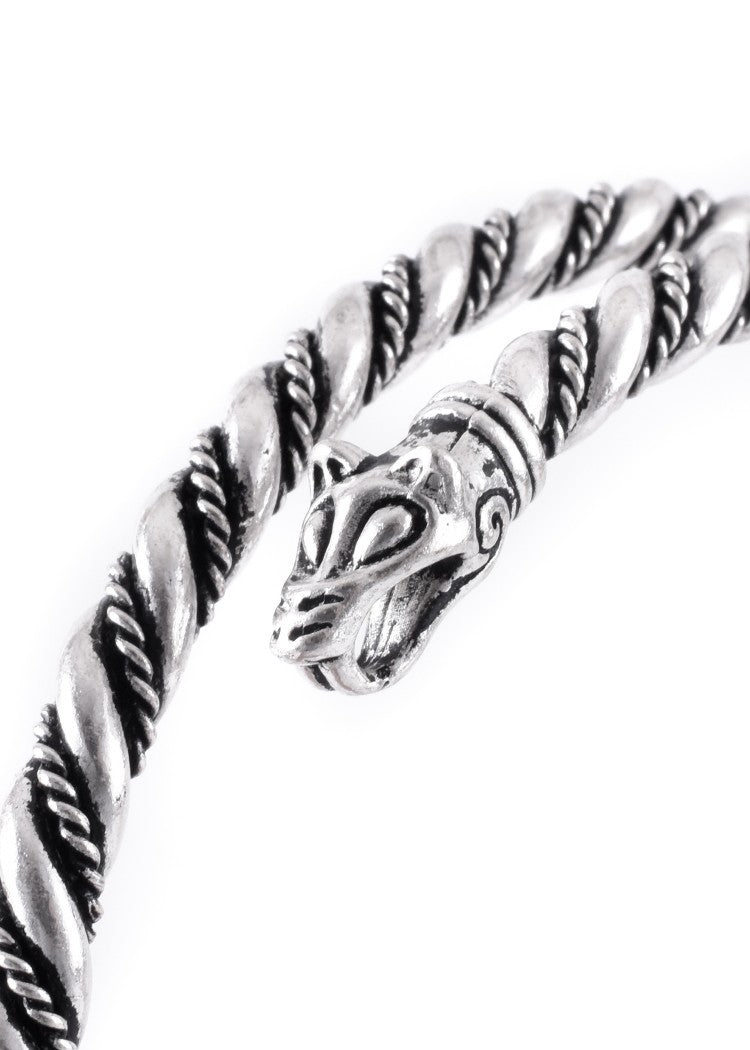 Torque vikingo para brazo con cabeza de lobos