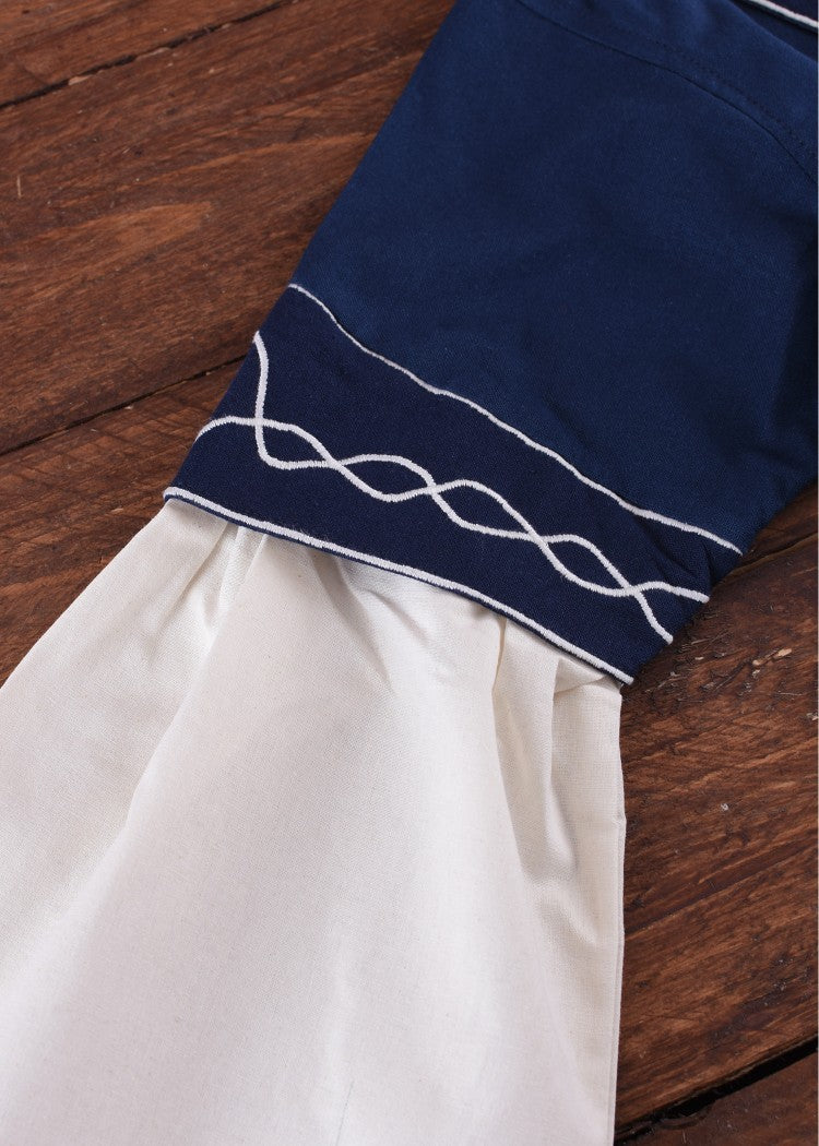 Vestido medieval Alvina, azul-blanco