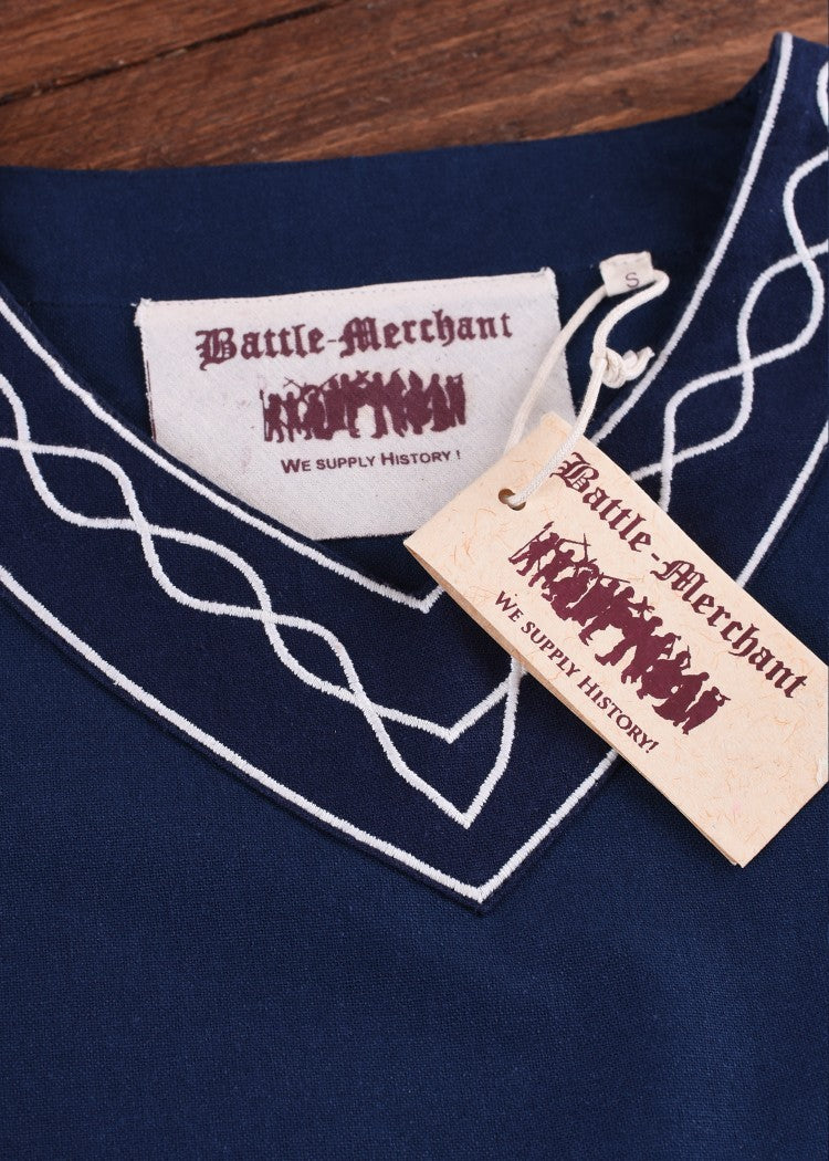 Vestido medieval Alvina, azul-blanco