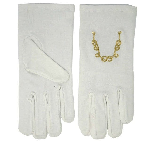 Guantes blancos con la cadena de la unión masónica