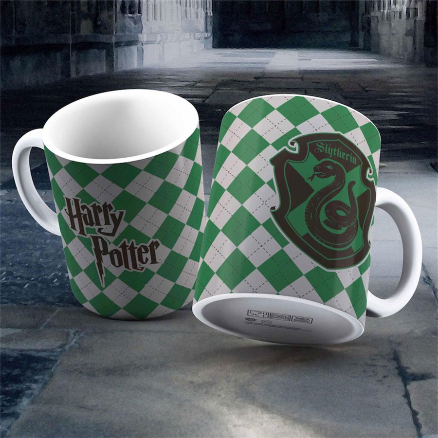 Taza Cerámica Blanca Slytherin de Harry Potter