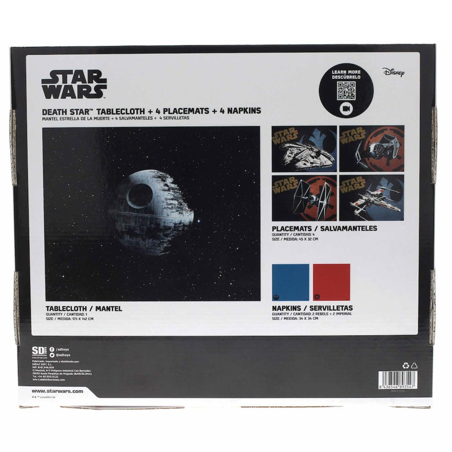 Set mantel, 4 salva-manteles y servilletas Star Wars estrella de la muerte