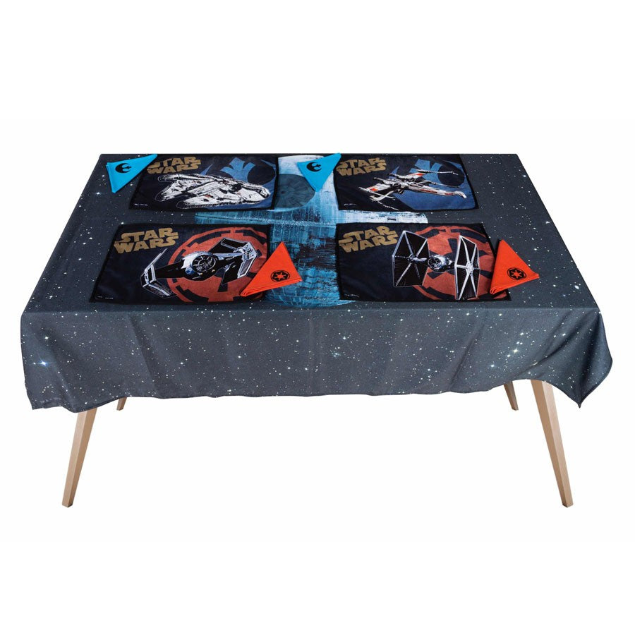 Set mantel, 4 salva-manteles y servilletas Star Wars estrella de la muerte