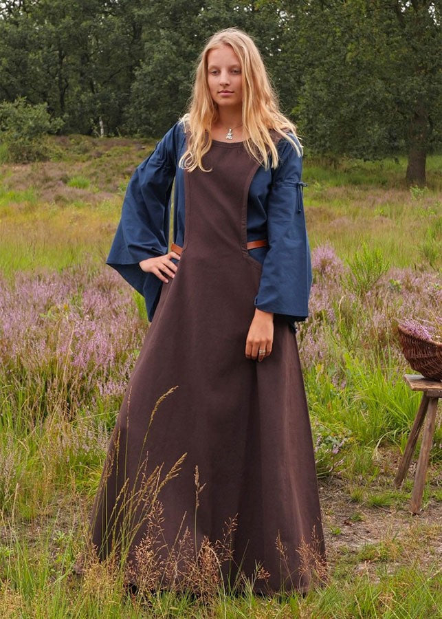 Vestido medieval Andra, marrón oscuro