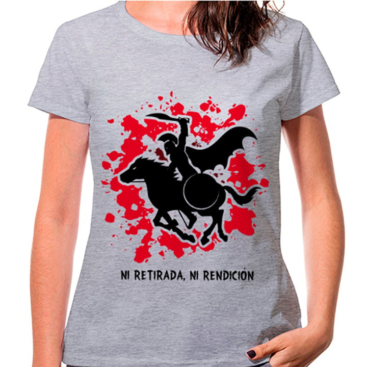 Camiseta de mujer Espartano a Caballo Gris: ni retirada, ni rendición