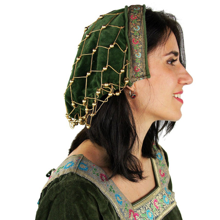 Cofia noble en terciopelo verde