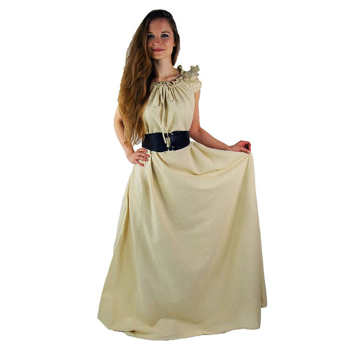Vestido medieval largo modelo Clara, color crema