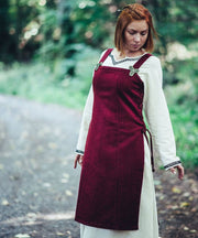 Delantal medieval vikingo Aila en lana, color rojo