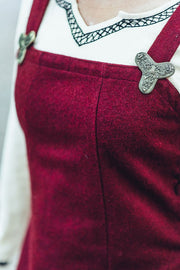 Delantal medieval vikingo Aila en lana, color rojo